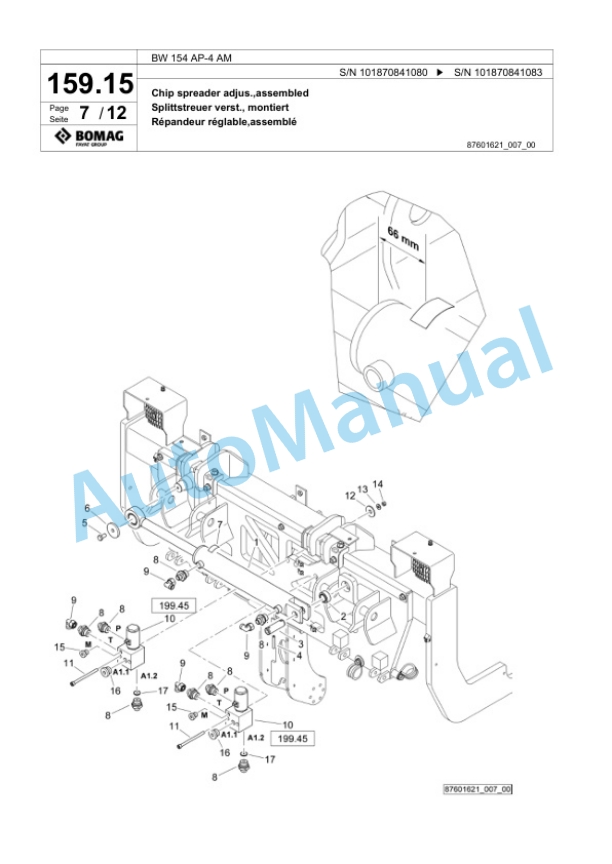 Bomag BW 154 AP-4 AM Tandem Vibratory Roller Spare Parts Catalogue 00825669-4