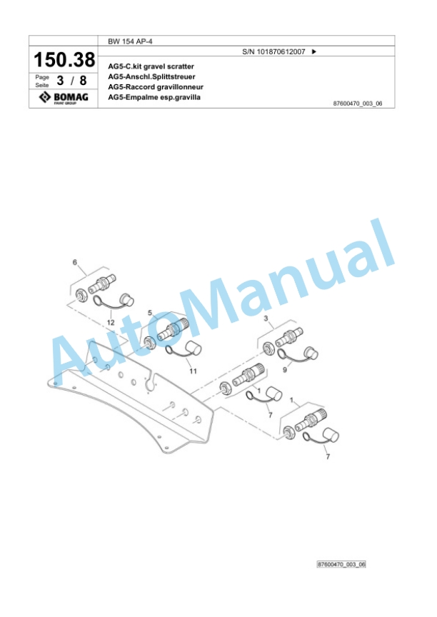 Bomag BW 154 AP-4 Tandem Vibratory Roller Spare Parts Catalogue 00818301-4