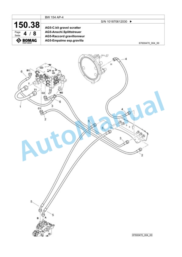 Bomag BW 154 AP-4 Tandem Vibratory Roller Spare Parts Catalogue 00824179-4