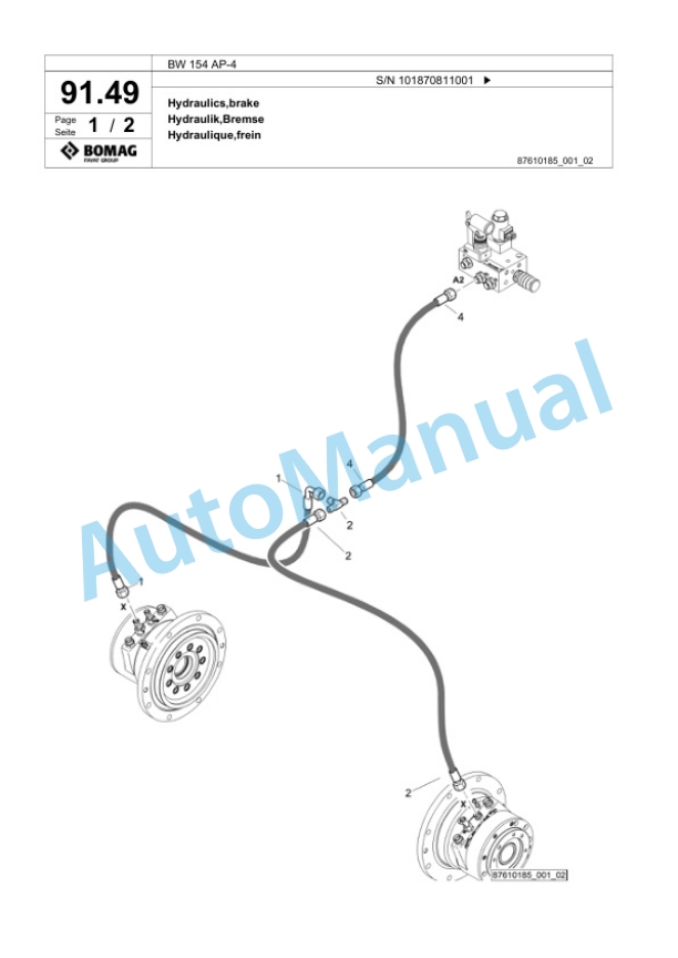 Bomag BW 154 AP-4 Tandem Vibratory Roller Spare Parts Catalogue 00824717-2