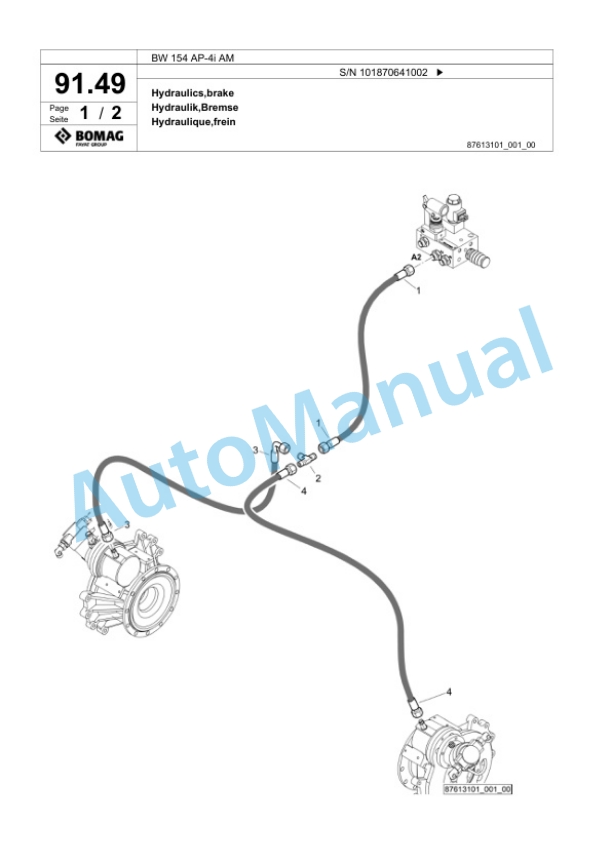 Bomag BW 154 AP-4i AM Tandem Vibratory Roller Spare Parts Catalogue 00824385-2
