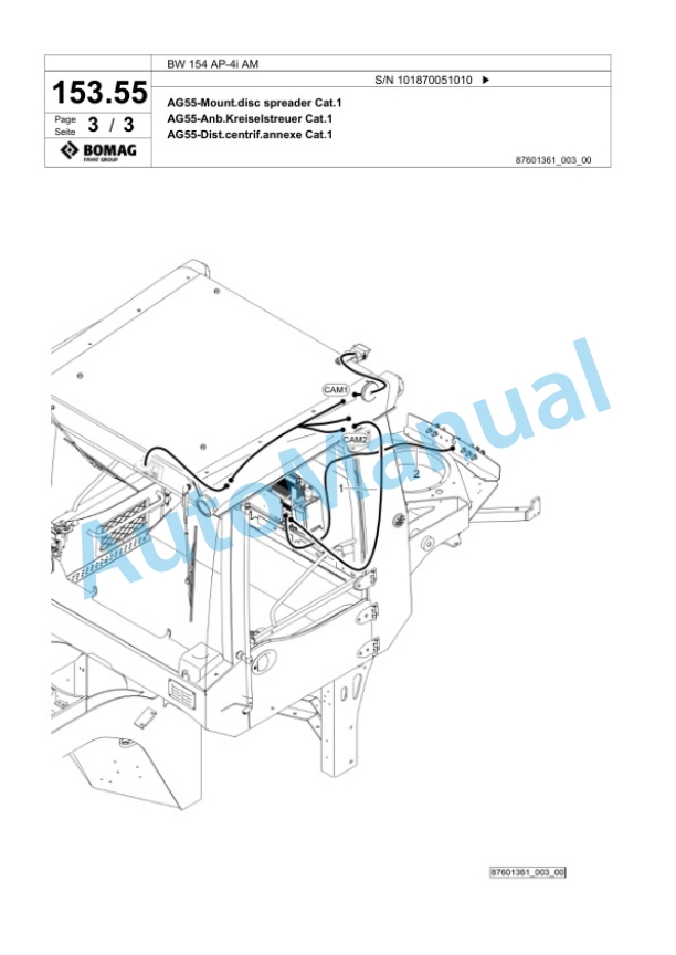Bomag BW 154 AP-4i AM Tandem Vibratory Roller Spare Parts Catalogue 00825379-4