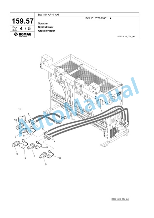 Bomag BW 154 AP-4i AM Tandem Vibratory Roller Spare Parts Catalogue 00825379-5
