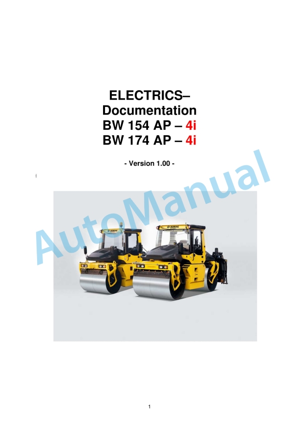 Bomag BW 154 AP - 4i, BW 174 AP - 4i Electrics Documentation