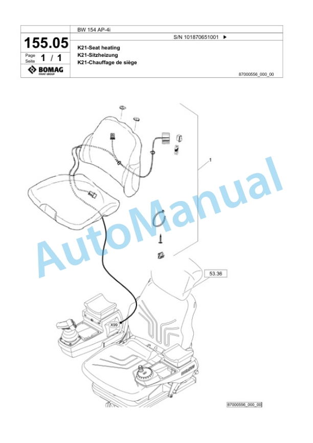 Bomag BW 154 AP-4i Tandem Vibratory Roller Spare Parts Catalogue 00824587-4