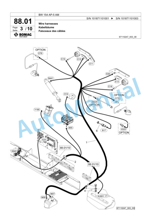 Bomag BW 154 AP-5 AM Tandem Vibratory Roller Spare Parts Catalogue 00826311-2