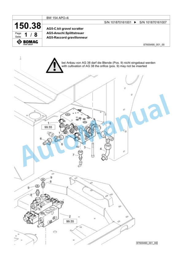Bomag BW 154 APO-4i Tandem Vibratory Roller Spare Parts Catalogue 00825097-4