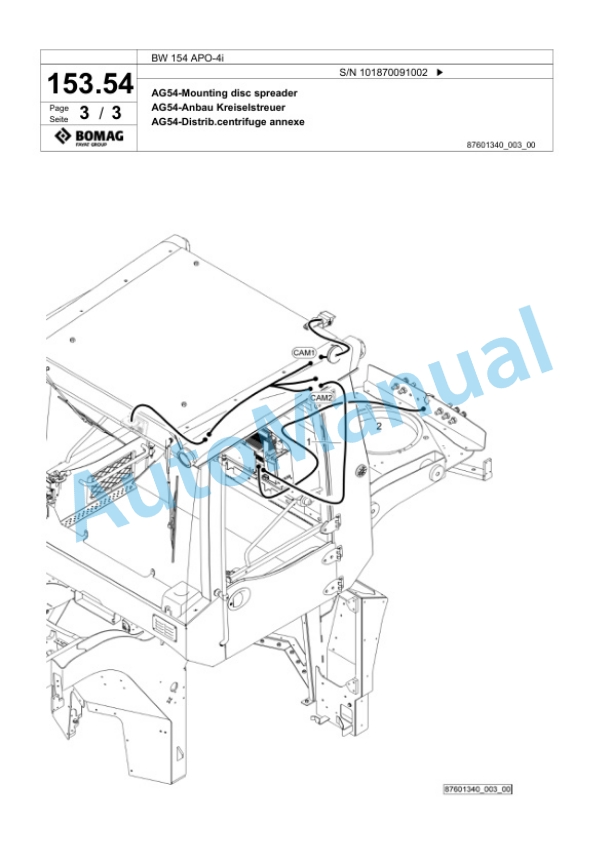 Bomag BW 154 APO-4i Tandem Vibratory Roller Spare Parts Catalogue 00825387-5