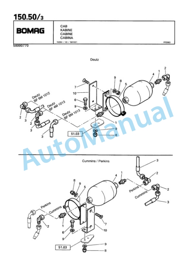 Bomag BW 156 DH-3 Single Drum Wheel Drive Vibratory Roller Spare Parts Catalogue 00815303-3