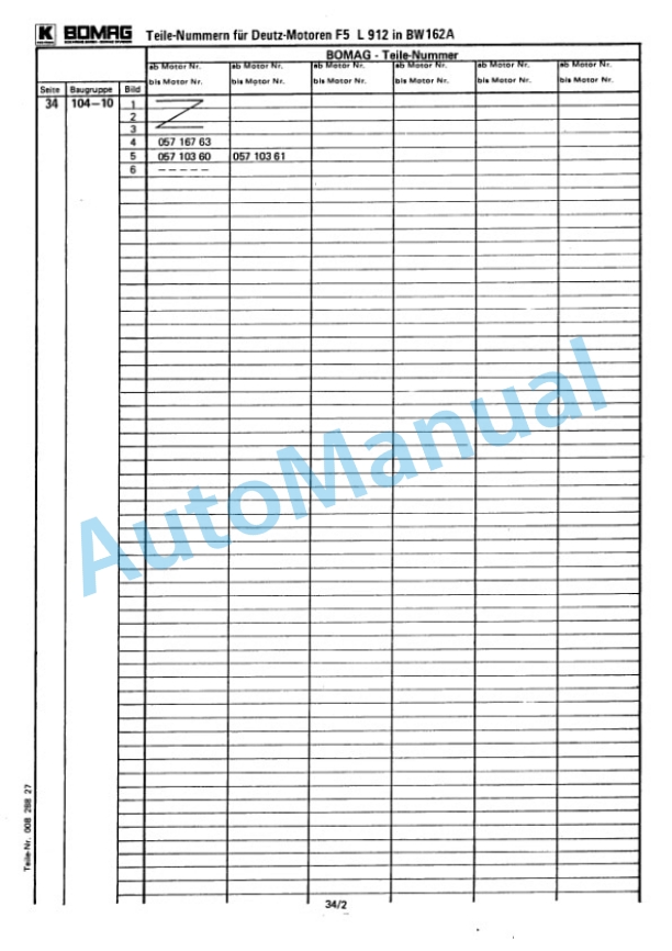 Bomag BW 160 A, BW 160 AD, BW 160 AC Spare Parts Catalogue 00814610 GE-5