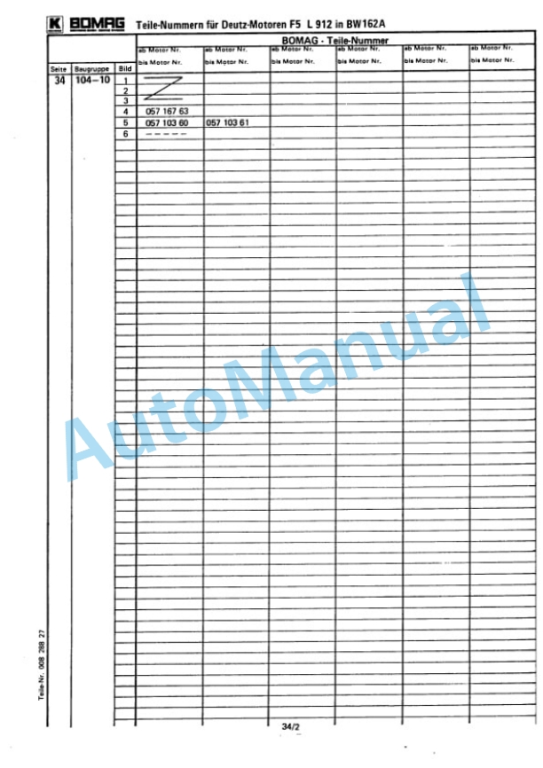 Bomag BW 160 A, BW 160 AD, BW 160 AC Spare Parts Catalogue 00814611-5