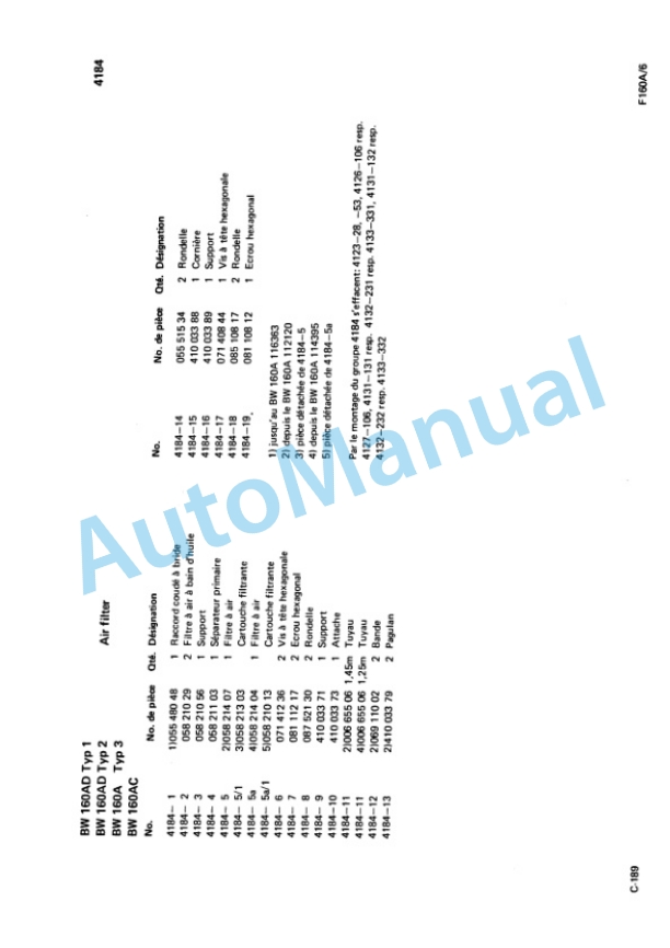 Bomag BW 160 A, BW 160 AD, BW 160 AC Spare Parts Catalogue 00814612 FR-2