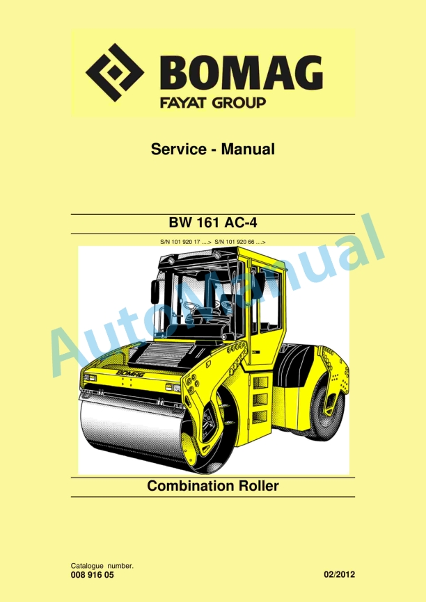 Bomag BW 161 AC-4 Combination Roller Service Manual 00891605