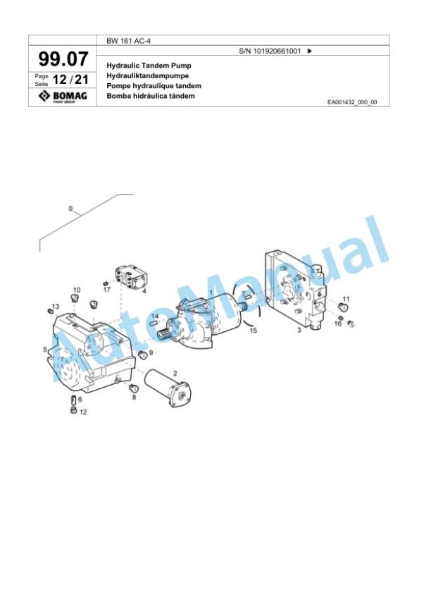 Bomag BW 161 AC-4 Combination Roller Spare Parts Catalogue 00818967-3