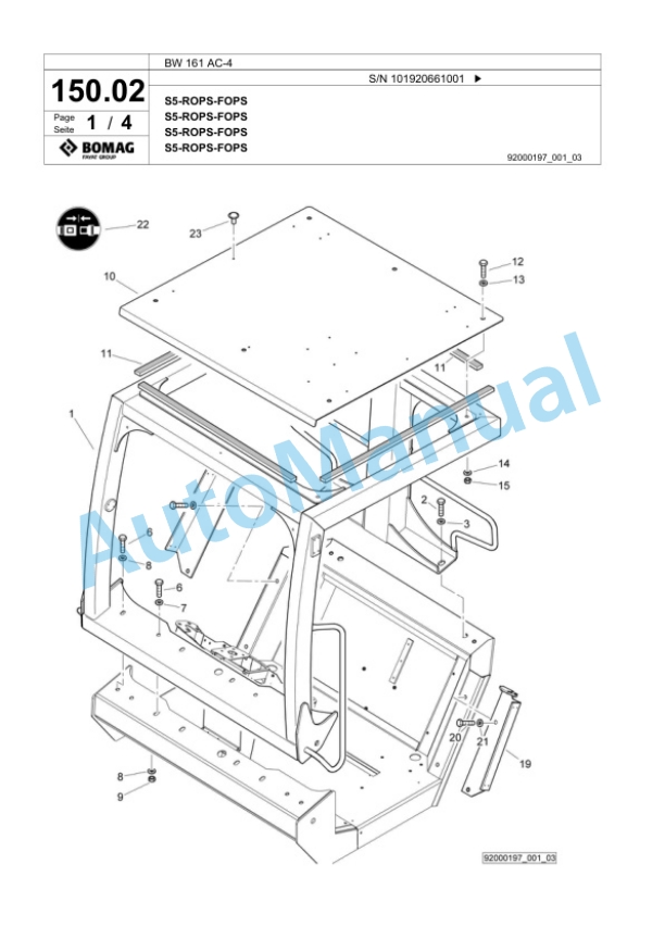 Bomag BW 161 AC-4 Combination Roller Spare Parts Catalogue 00818967-4
