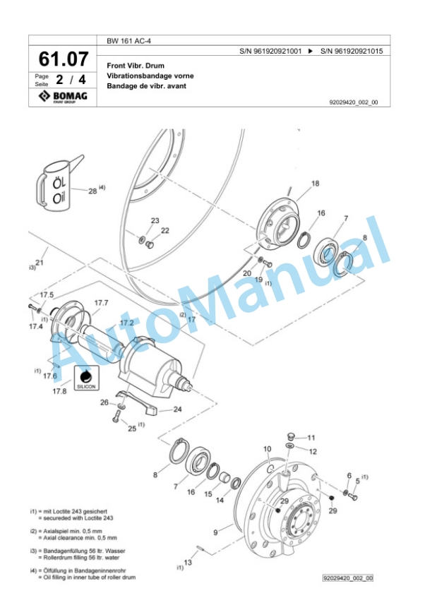Bomag BW 161 AC-4 Combination Roller Spare Parts Catalogue 00826615-2