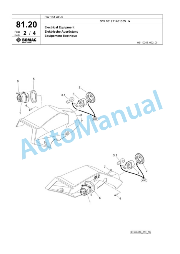 Bomag BW 161 AC-5 Combination Roller Spare Parts Catalogue 00824655-2