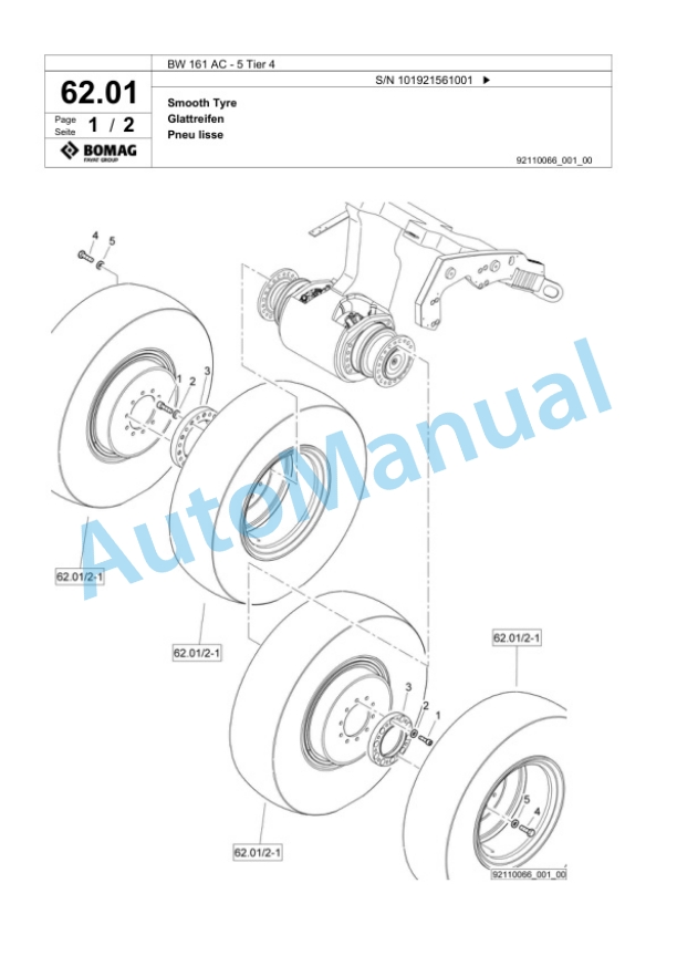 Bomag BW 161 AC-5 Tier 4 Combination Roller Spare Parts Catalogue 00824955-2