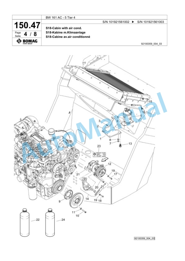 Bomag BW 161 AC-5 Tier 4 Combination Roller Spare Parts Catalogue 00824955-4