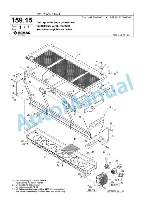 Bomag BW 161 AC-5 Tier 4 Combination Roller Spare Parts Catalogue 00824955-5