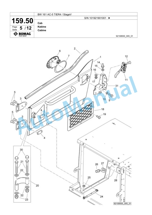 Bomag BW 161 AC-5 TIER4 - StageV Conbination Roller Spare Parts Catalogue 00826605-5