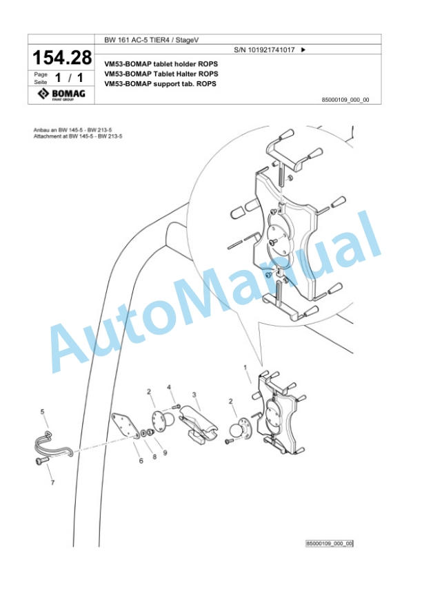 Bomag BW 161 AC-5 TIER4 - StageV Tandem Vibratory Roller Spare Parts Catalogue 00825635-4