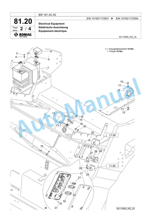 Bomag BW 161 AC-50 Combination Roller Spare Parts Catalogue 00824853-2