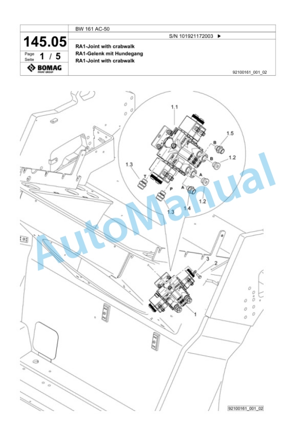 Bomag BW 161 AC-50 Combination Roller Spare Parts Catalogue 00824853-3