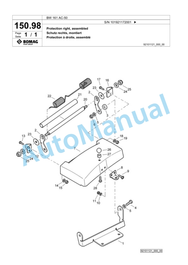 Bomag BW 161 AC-50 Combination Roller Spare Parts Catalogue 00824853-4