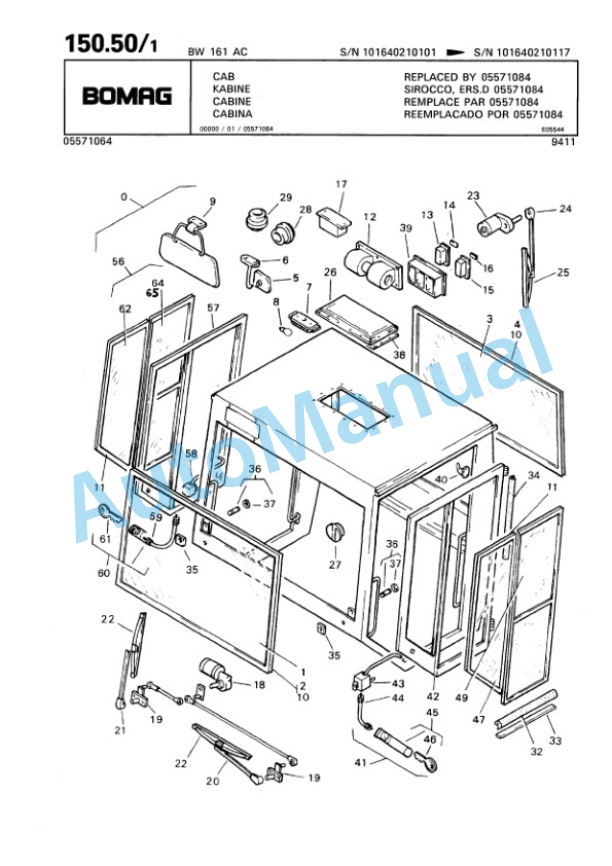 Bomag BW 161 AC Combination Roller Spare Parts Catalogue 00810087-4