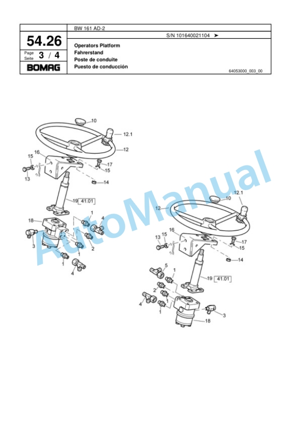 Bomag BW 161 AD-2 Combination Roller Spare Parts Catalogue 00817493-2