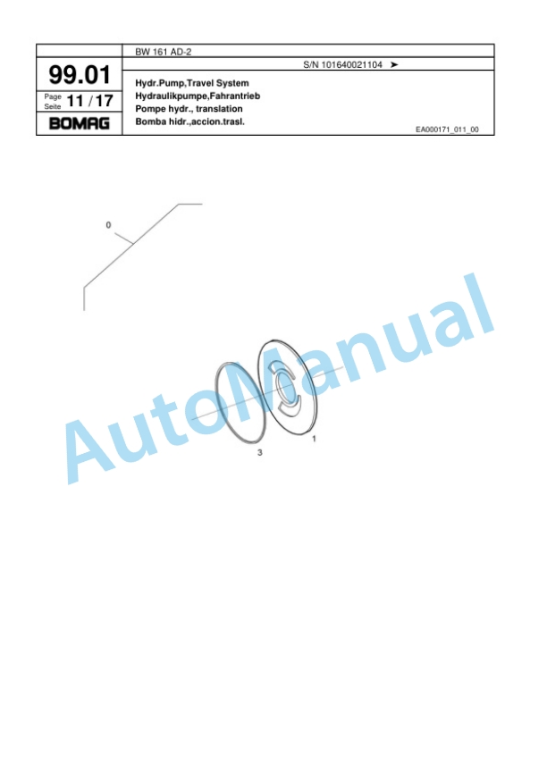 Bomag BW 161 AD-2 Combination Roller Spare Parts Catalogue 00817493-3