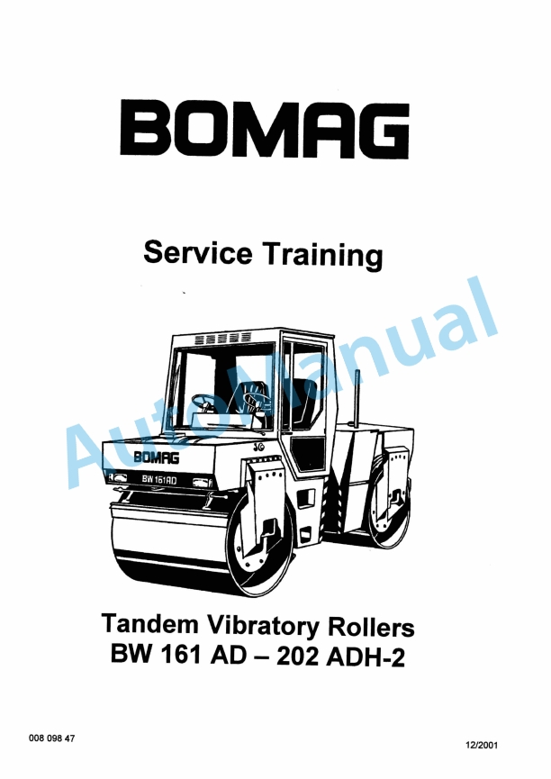 Bomag BW 161 AD - 202 -ADH-2 Tandem Vibratory Rollers Service Training 00809847
