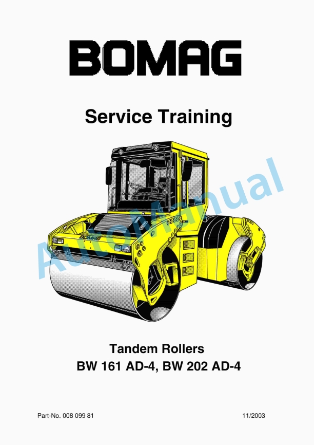 Bomag BW 161 AD-4, BW 202 AD-4 Tandem Roller Service Training 00809981
