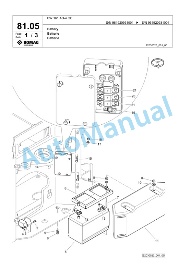 Bomag BW 161 AD-4 CC Tandem Vibratory Roller Spare Parts Catalogue 00826799-2