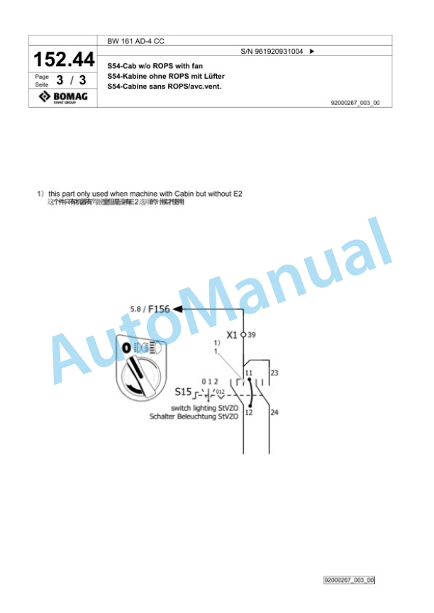 Bomag BW 161 AD-4 CC Tandem Vibratory Roller Spare Parts Catalogue 00826799-5