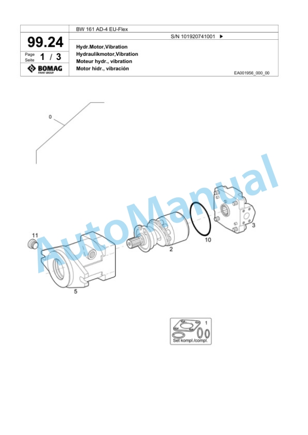 Bomag BW 161 AD-4 EU-Flex Tandem Vibratory Roller Spare Parts Catalogue 00824393-3