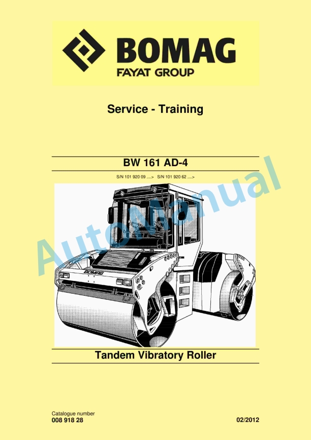 Bomag BW 161 AD-4 Tandem Vibratory Roller Service Training 00891828