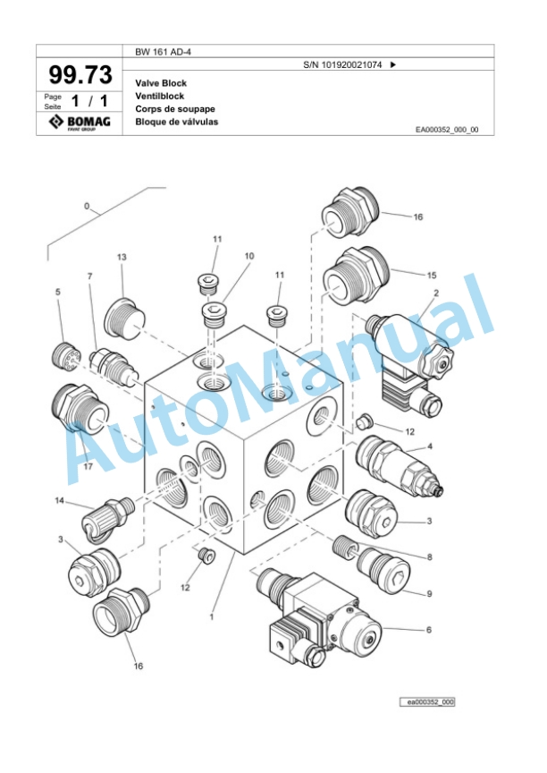 Bomag BW 161 AD-4 Tandem Vibratory Roller Spare Parts Catalogue 00817641-3