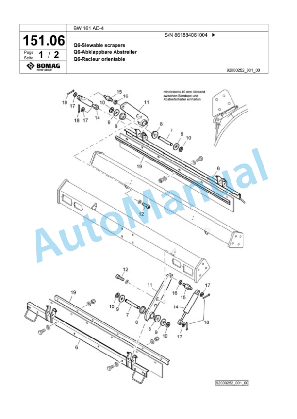 Bomag BW 161 AD-4 Tandem Vibratory Roller Spare Parts Catalogue 00824735-4