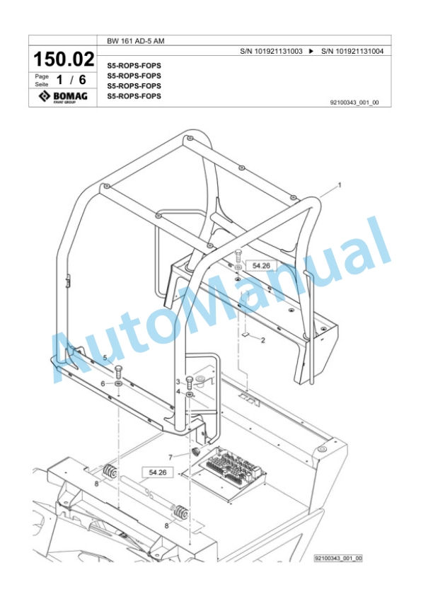 Bomag BW 161 AD-5 AM Tandem Vibratory Roller Spare Parts Catalogue 00824107-4