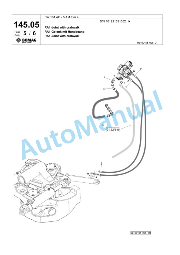 Bomag BW 161 AD-5 AM Tier 4 Tandem Vibratory Roller Spare Parts Catalogue 00824605-4