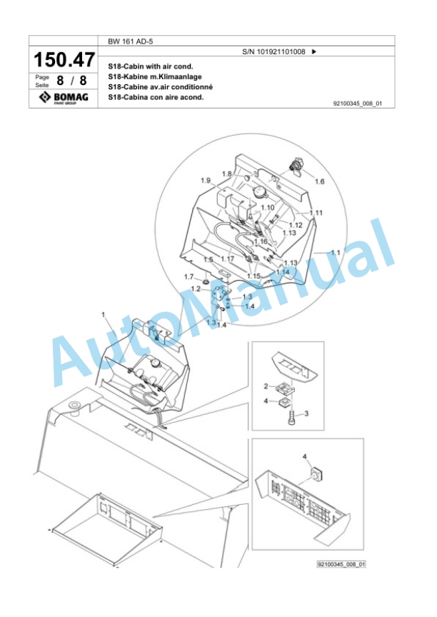 Bomag BW 161 AD-5 Tandem Vibratory Roller Spare Parts Catalogue 00824103-4