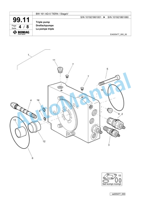 Bomag BW 161 AD-5 TIER4 - StageV Tandem Vibratory Roller Spare Parts Catalogue 00826591-2
