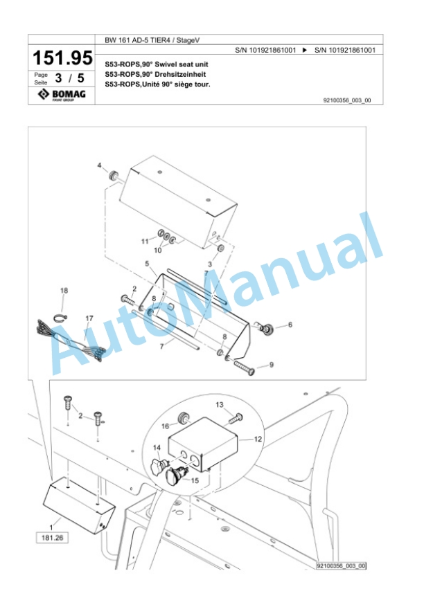 Bomag BW 161 AD-5 TIER4 - StageV Tandem Vibratory Roller Spare Parts Catalogue 00826591-3