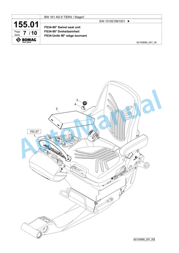 Bomag BW 161 AD-5 TIER4 - StageV Tandem Vibratory Roller Spare Parts Catalogue 00826591-4