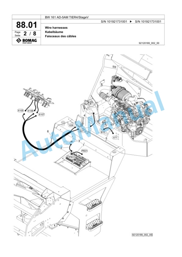 Bomag BW 161 AD-5AM TIER4 - StageV Tandem Vibratory Roller Spare Parts Catalogue 00825633-2