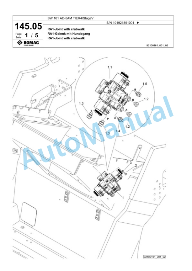 Bomag BW 161 AD-5AM TIER4 - StageV Tandem Vibratory Roller Spare Parts Catalogue 00826603-3