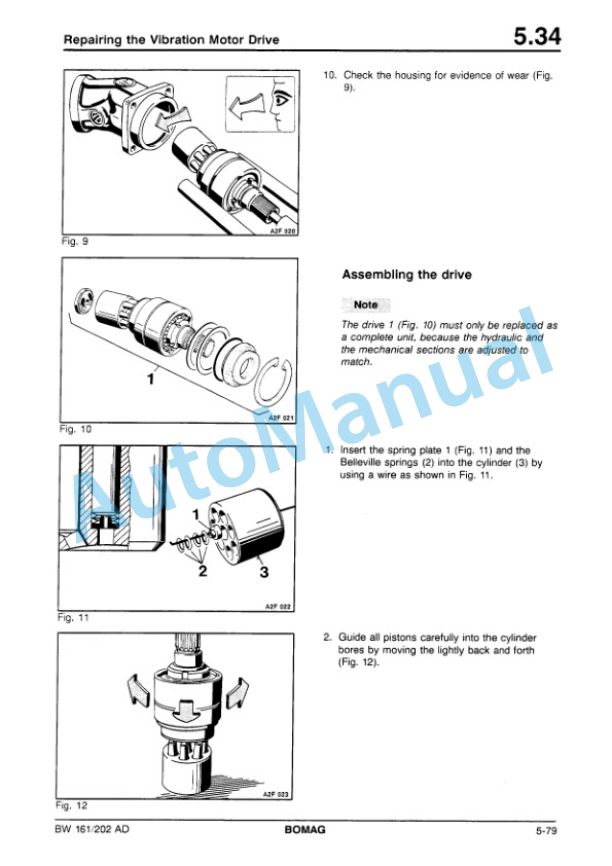 Bomag BW 161 AD, BW 202 AD Tandem Vibratory Roller Repair Instructions 00819132-3