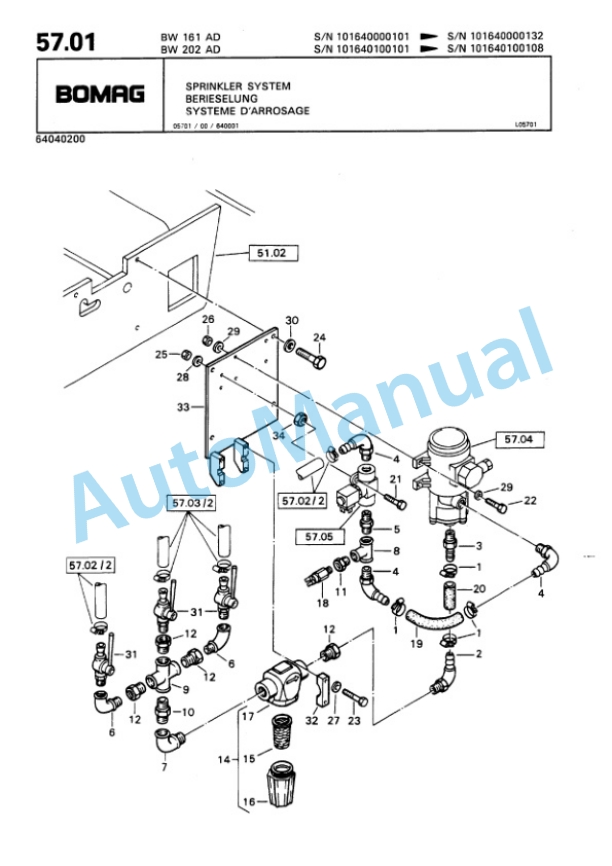 Bomag BW 161 AD, BW 202 AD Tandem Vibratory Roller Spare Parts Catalogue 00810048-3